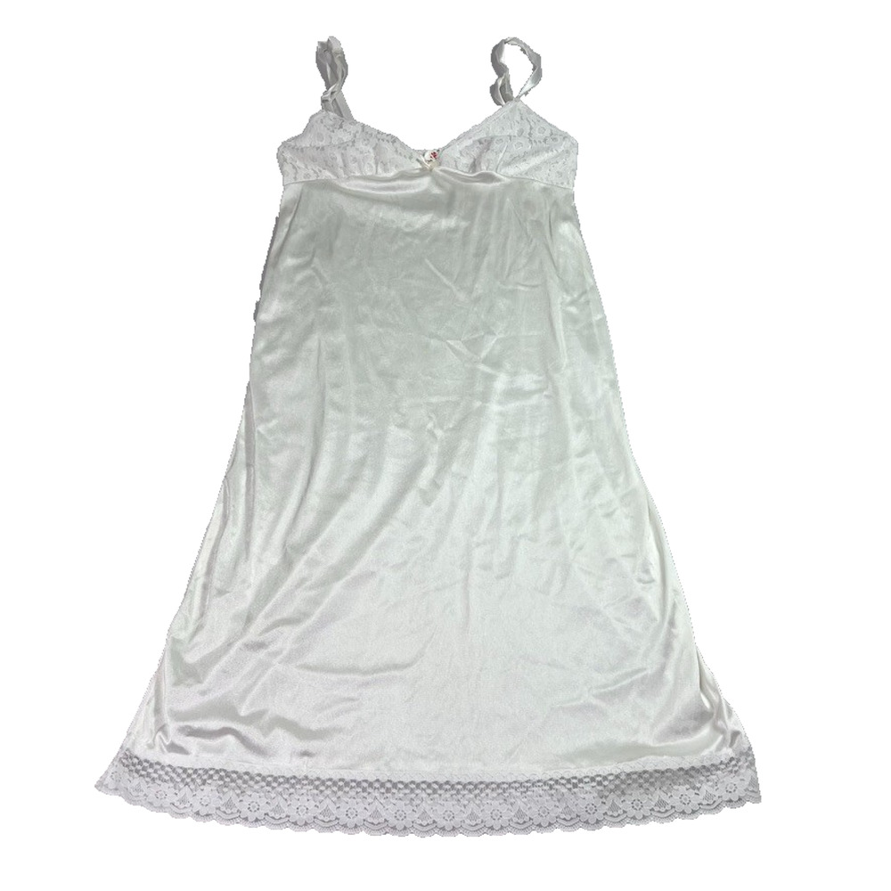 Pink Petals Nightgown Womens S-M Floral Lace Sheer Maxi Satin Fairy Coquette